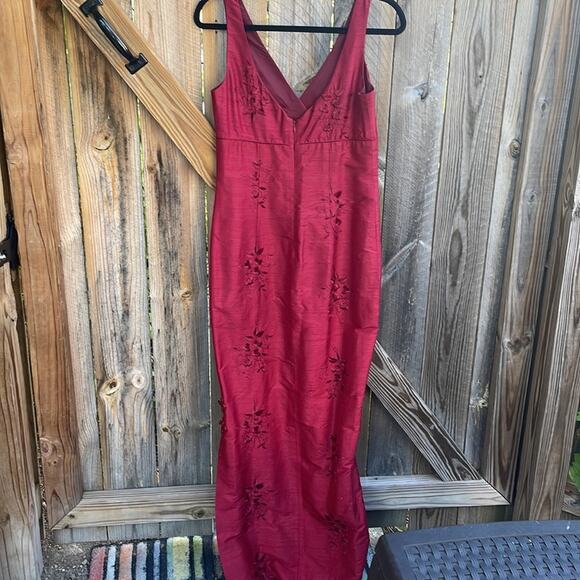 Nicole Miller Vintage 90s Silk Asian Dress Red Size 6 Maxi - Picture 3 of 5
